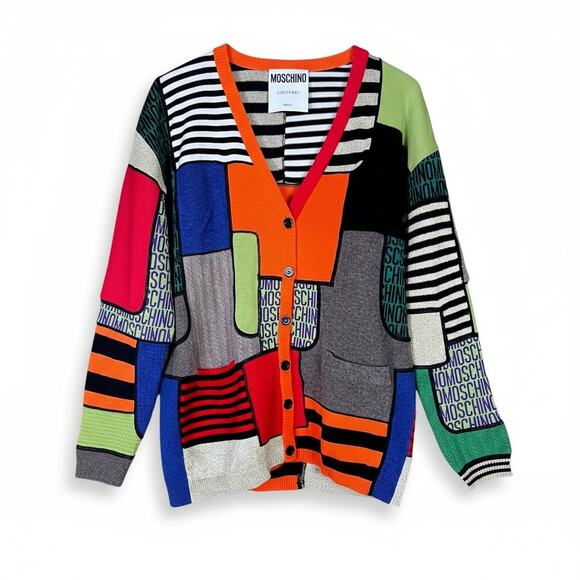 Moschino Other - Moschino Couture Jeremy Scott US 6 Patchwork Wool Cardigan Sweater